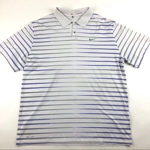 Nike Tiger Woods Collection Dri-Fit Golf Shirt Striped Polo Men's Size (XL)